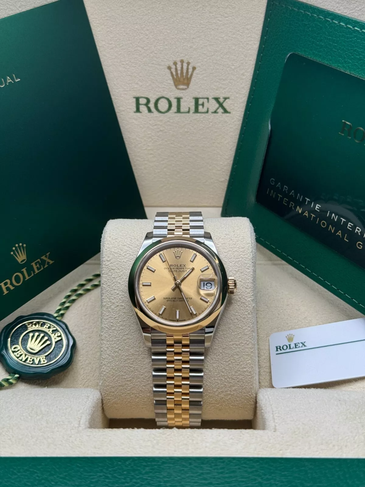 RLX Datejust m278243-0013/0014 31mm Champagne Dial Yellow Rolesor Oyster Watch - LITELUX