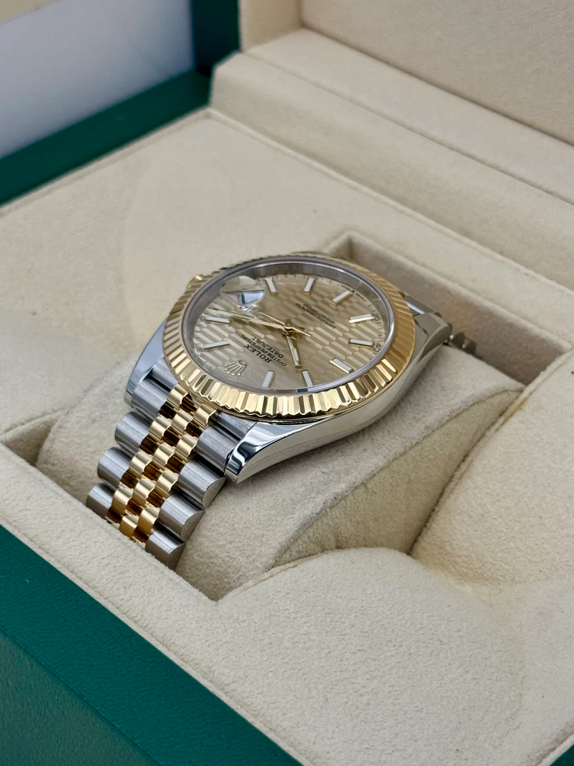RLX Datejust 41mm Swiss Replica Watch | Two Tone Jubilee Bracele Champagne Fluted Dial Ref 126333 - LITELUX