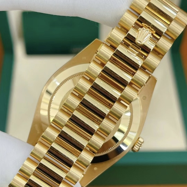 RLX Day-Date 40mm Black Diamond Dial and Diamond Bezel Yellow Gold President Bracelet 228348RBR-0001 - LITELUX