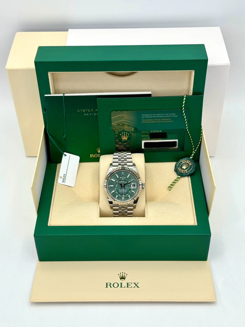 RLX Sky-Dweller 42mm 336934-0002 Stainless Steel Green Dial Oyster - LITELUX