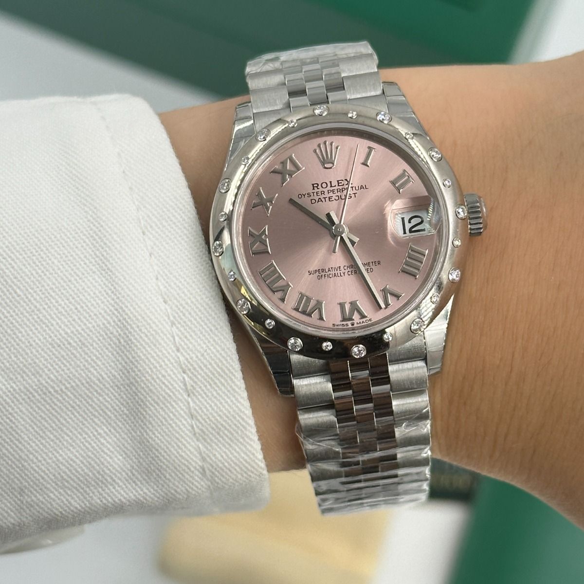 RLX Datejust m278344-0021/0022 Pink Dial 31mm Domed Diamond Oyster Watch - LITELUX