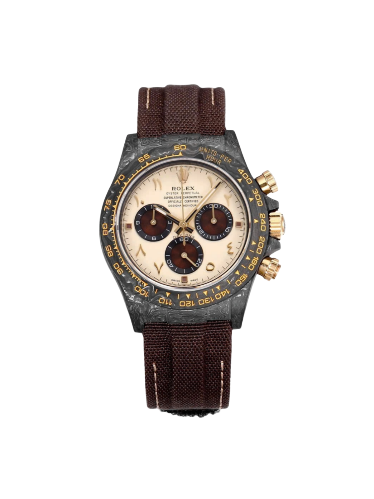 12A(Swiss movement)Rolex Cosmograph Daytona DIW Carbon “DESERT EAGLE ARABIC” 40mm Replica 1:1 – Top Quality Version - LITELUX