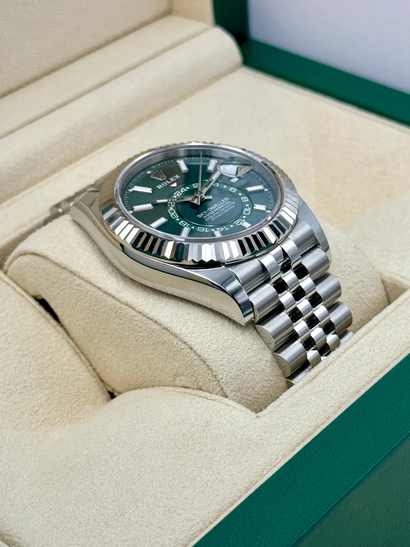 RLX Sky-Dweller 42mm 336934-0002 Stainless Steel Green Dial Oyster - LITELUX