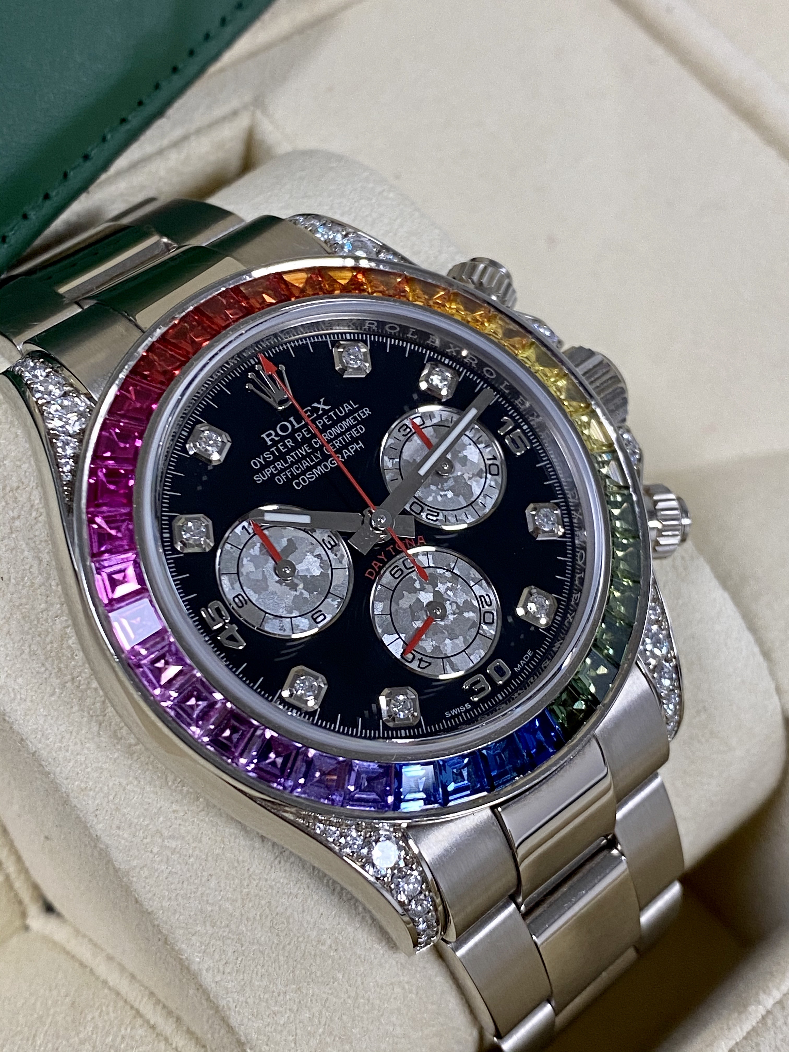Rolex Daytona Cosmograph Daytona White Gold Rainbow Diamonds 40mm 116599RBOW Box & Papers - LITELUX
