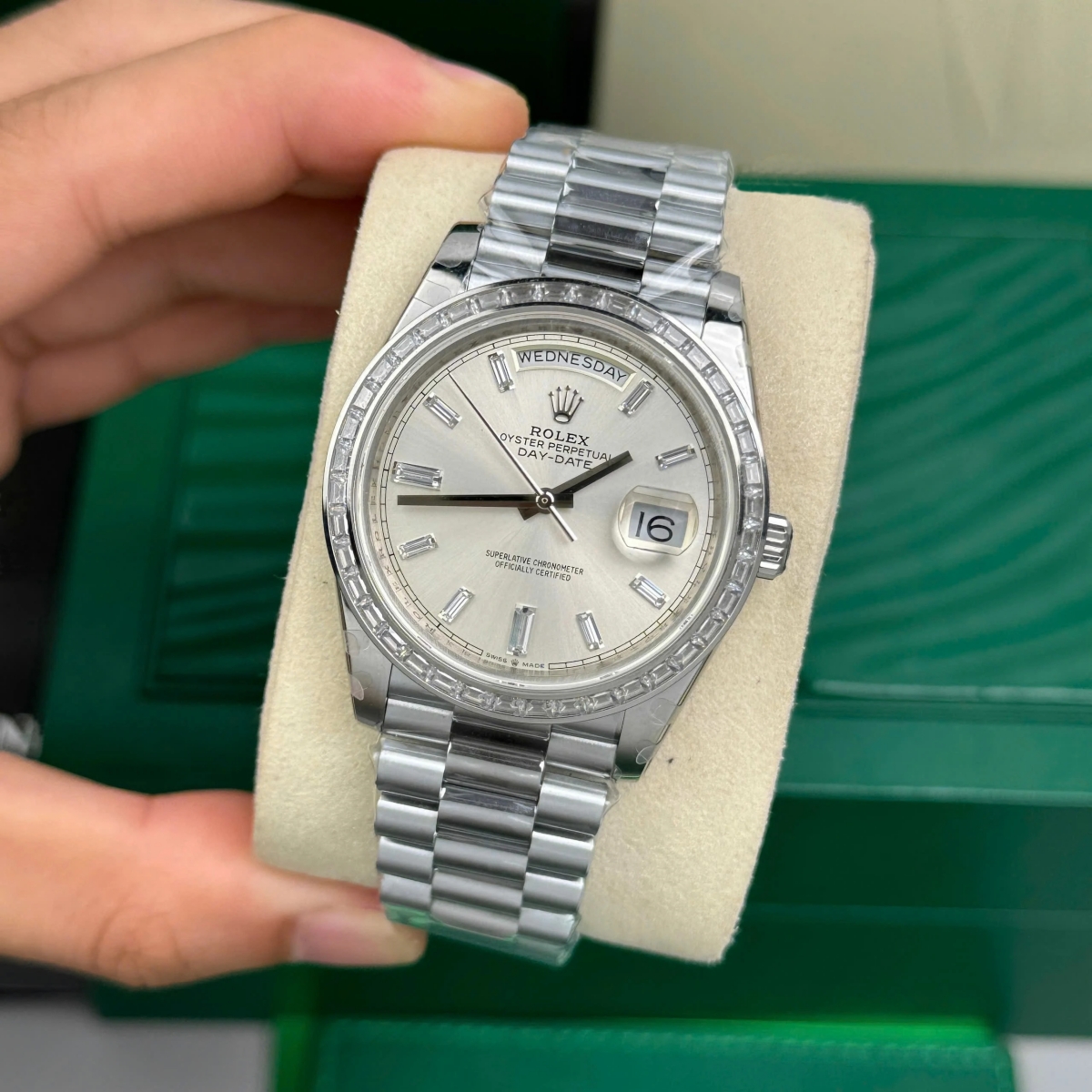 RLX Day-Date 40mm 228396TBR-0011 Silver Diamonds Dial - LITELUX