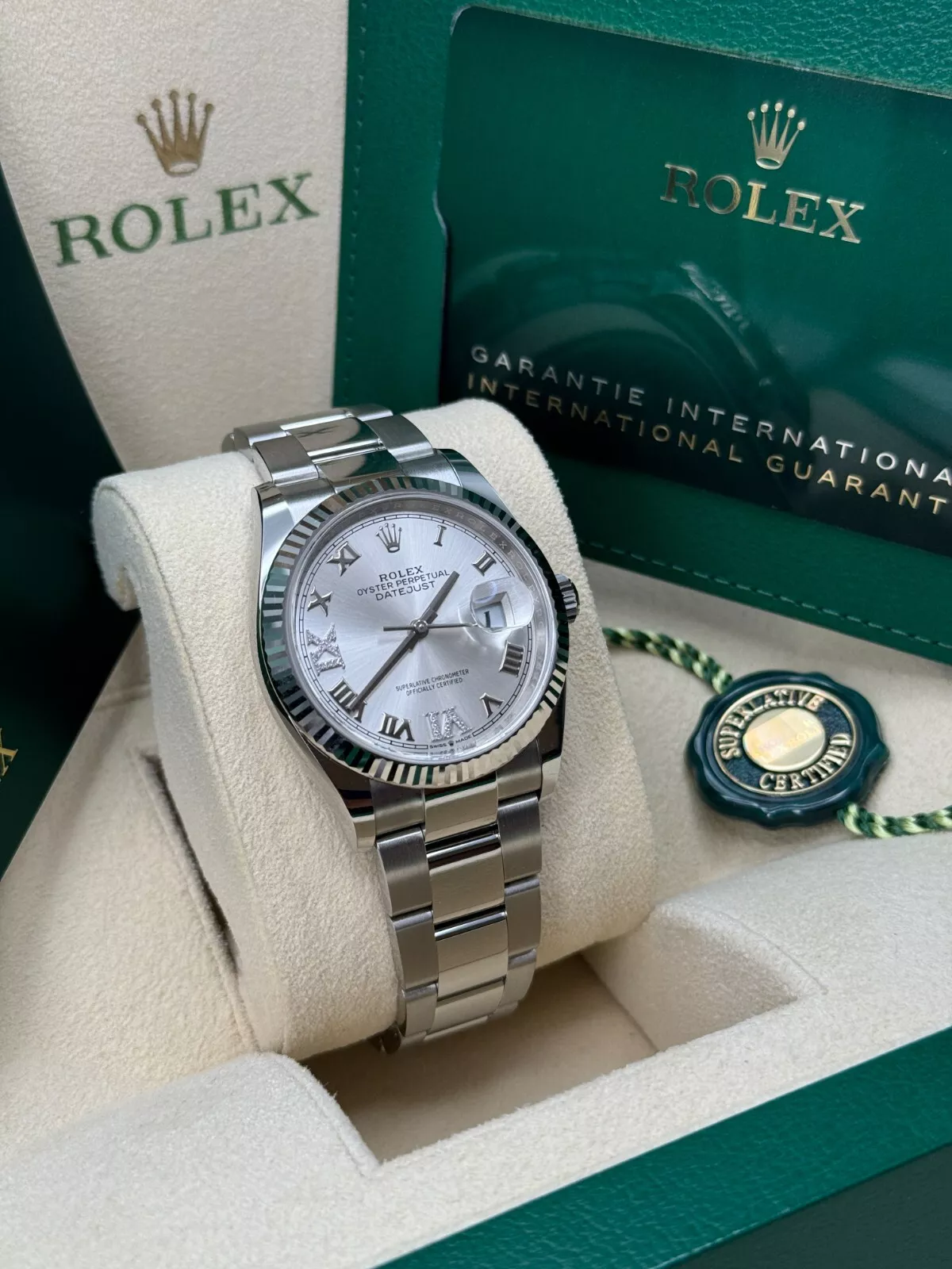 RLX Datejust 36mm 126234 White Roman Dial Oyster Stainless Steel Mens - LITELUX