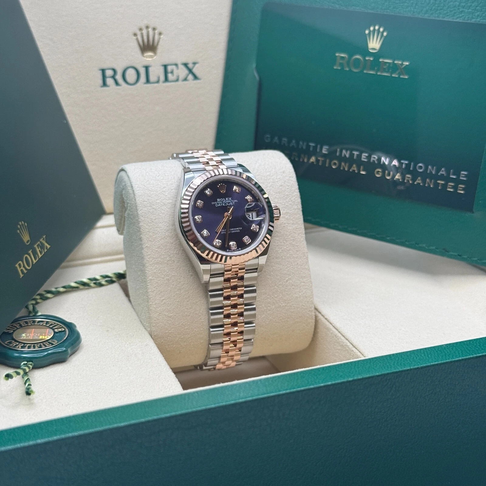 RLX Lady-Datejust 28mm 279171 Aubergine Diamond Oyster Stainless Steel and Rose Gold - LITELUX