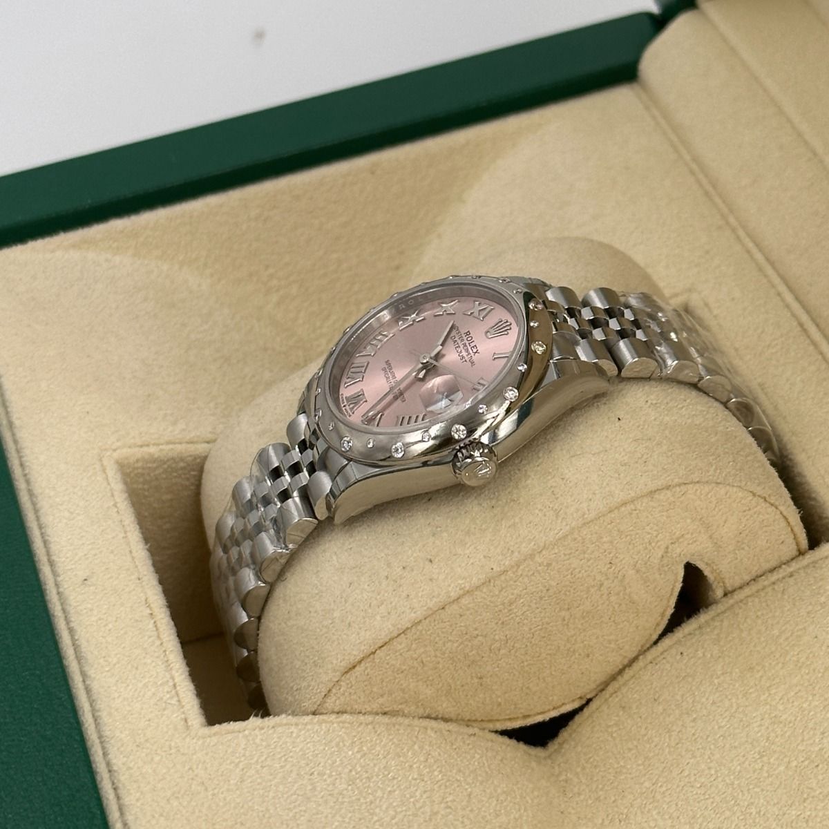 RLX Datejust m278344-0021/0022 Pink Dial 31mm Domed Diamond Oyster Watch - LITELUX