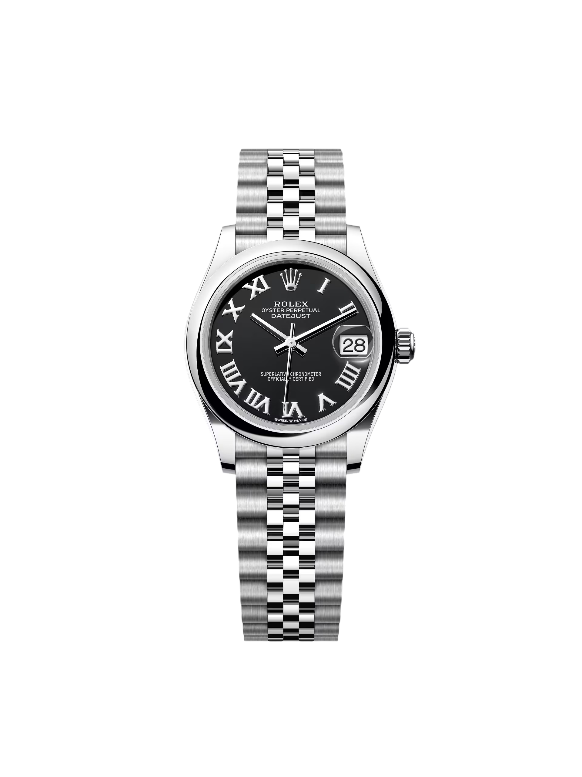 RLX Datejust m278240-0001/0002 31mm Black Roman Domed Bezel Oyster Oystersteel - LITELUX