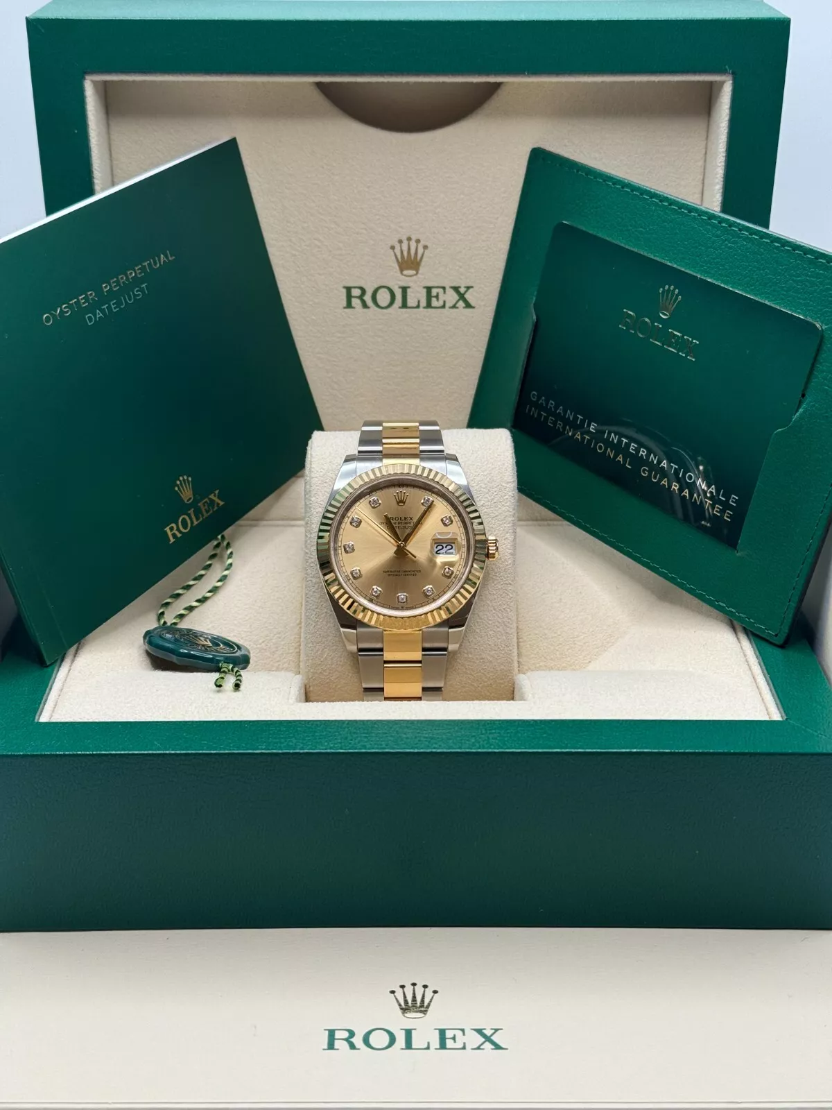 RLX Datejust 41mm Two-Tone Yellow Gold Fluted Bezel Champagne Diamond Dial Oyster - 126333 - LITELUX