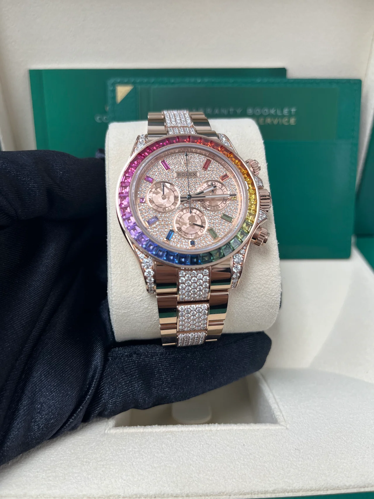 12A(Swiss movement)Rolex Cosmograph Everose Daytona Factory Diamond Rainbow Edition 40mm 116595RBOW - LITELUX