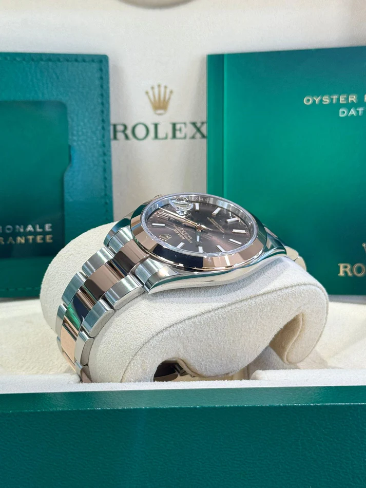RLX Datejust 41mm 126301 Chocolate Index Oyster Steel and Everose Gold Watch - LITELUX