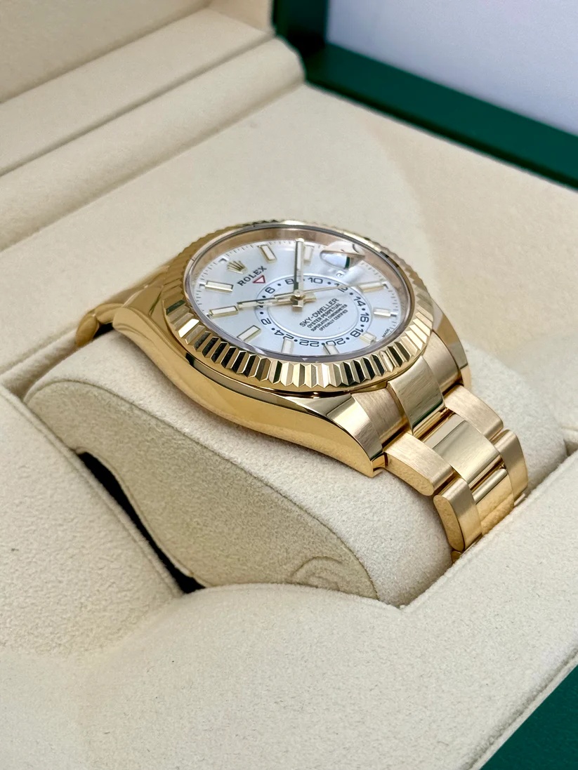 RLX Sky-Dweller 42mm 336938-0003 Yellow Gold White Dial - LITELUX