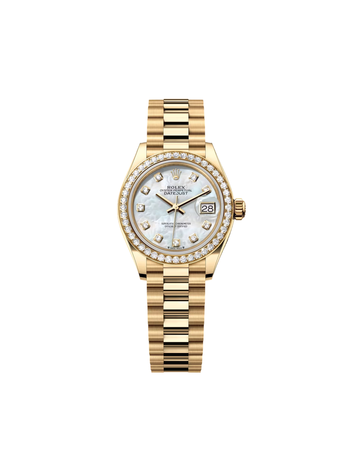 RLX Lady-Datejust 28mm 279138RBR White Mother-of-Pearl Dial President Bracelet Watch - LITELUX