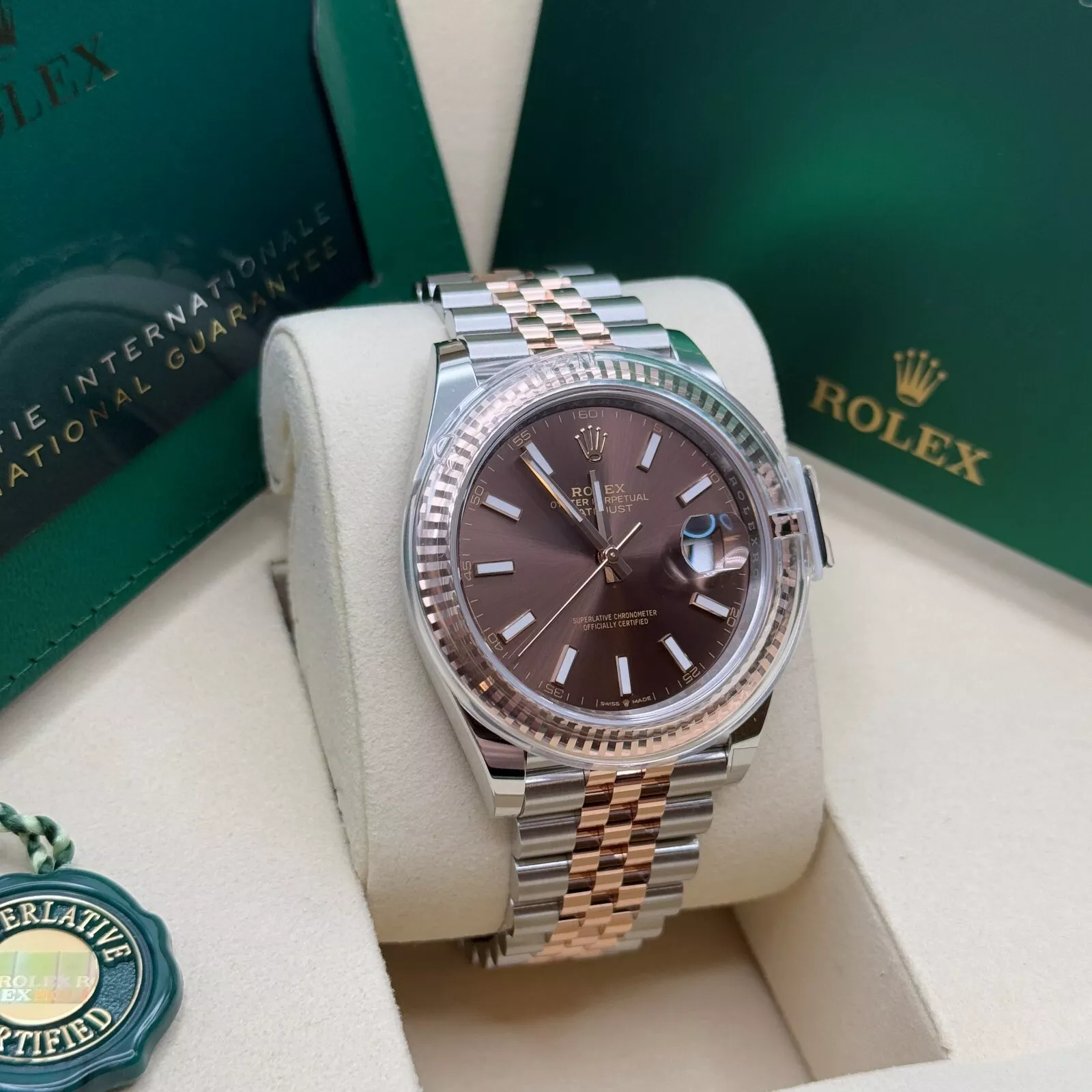 RLX Datejust 41mm 126331 Chocolate Index Jubilee Steel and Everose Gold Watch - LITELUX