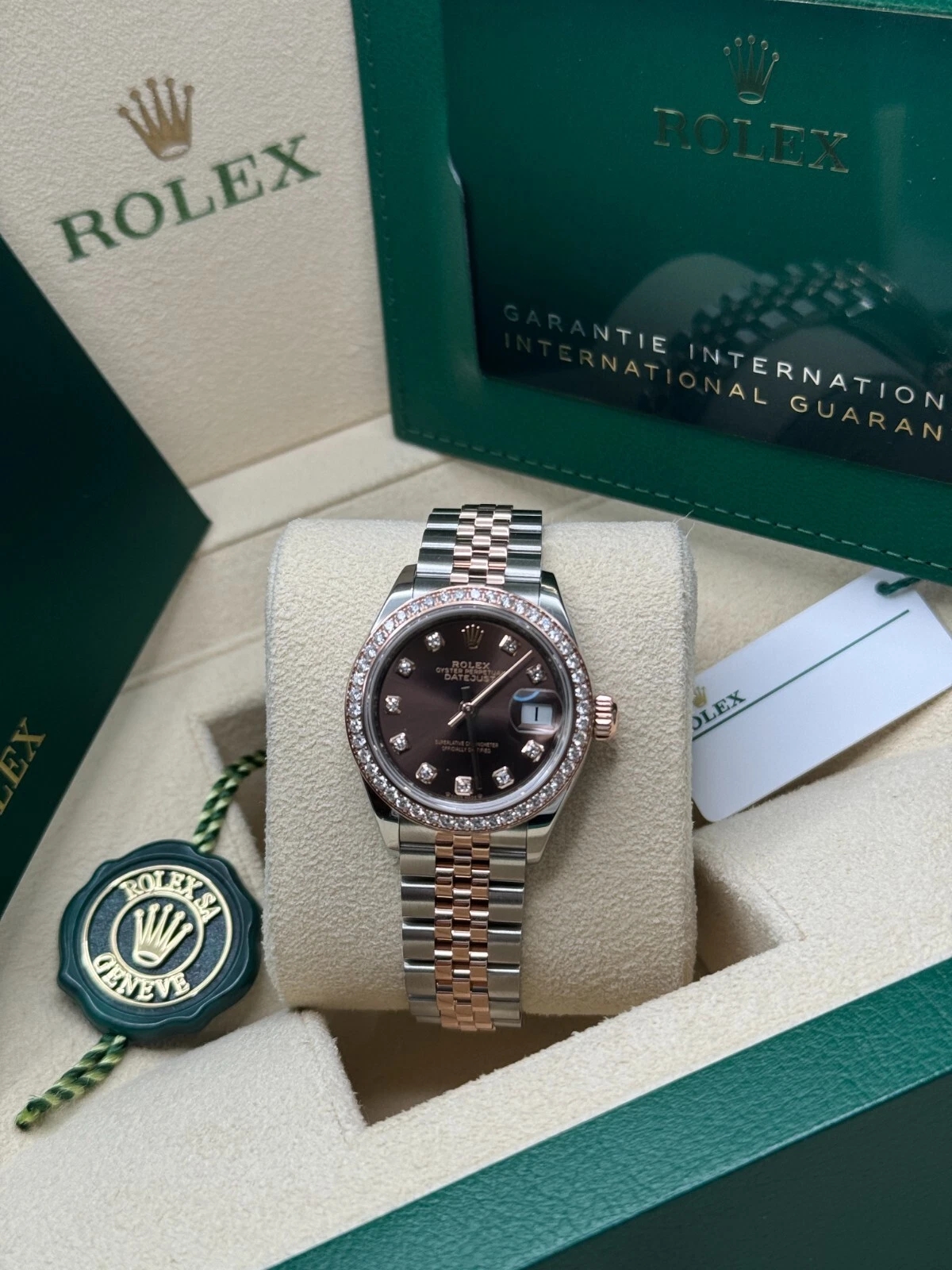 RLX Lady-Datejust 28mm 279381RBR Chocolate Diamond Dial Oyster Bracelet - LITELUX