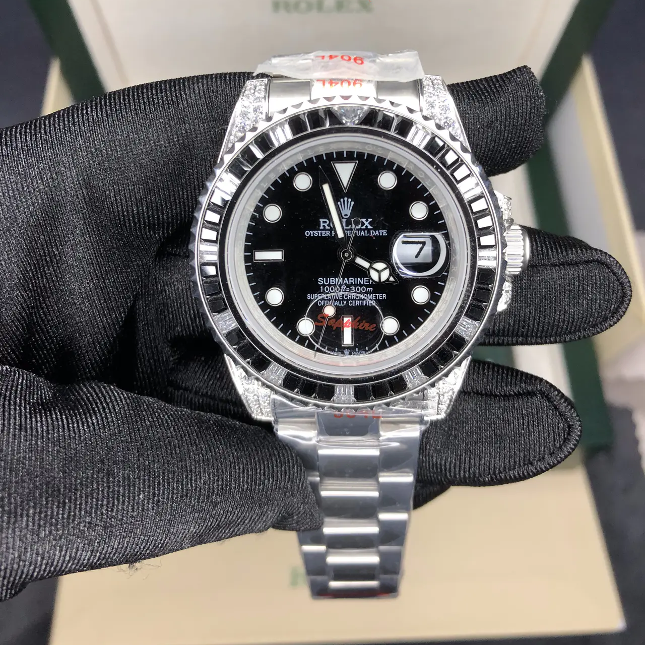 Rolex Submariner Silver Black Diamond 40mm - LITELUX