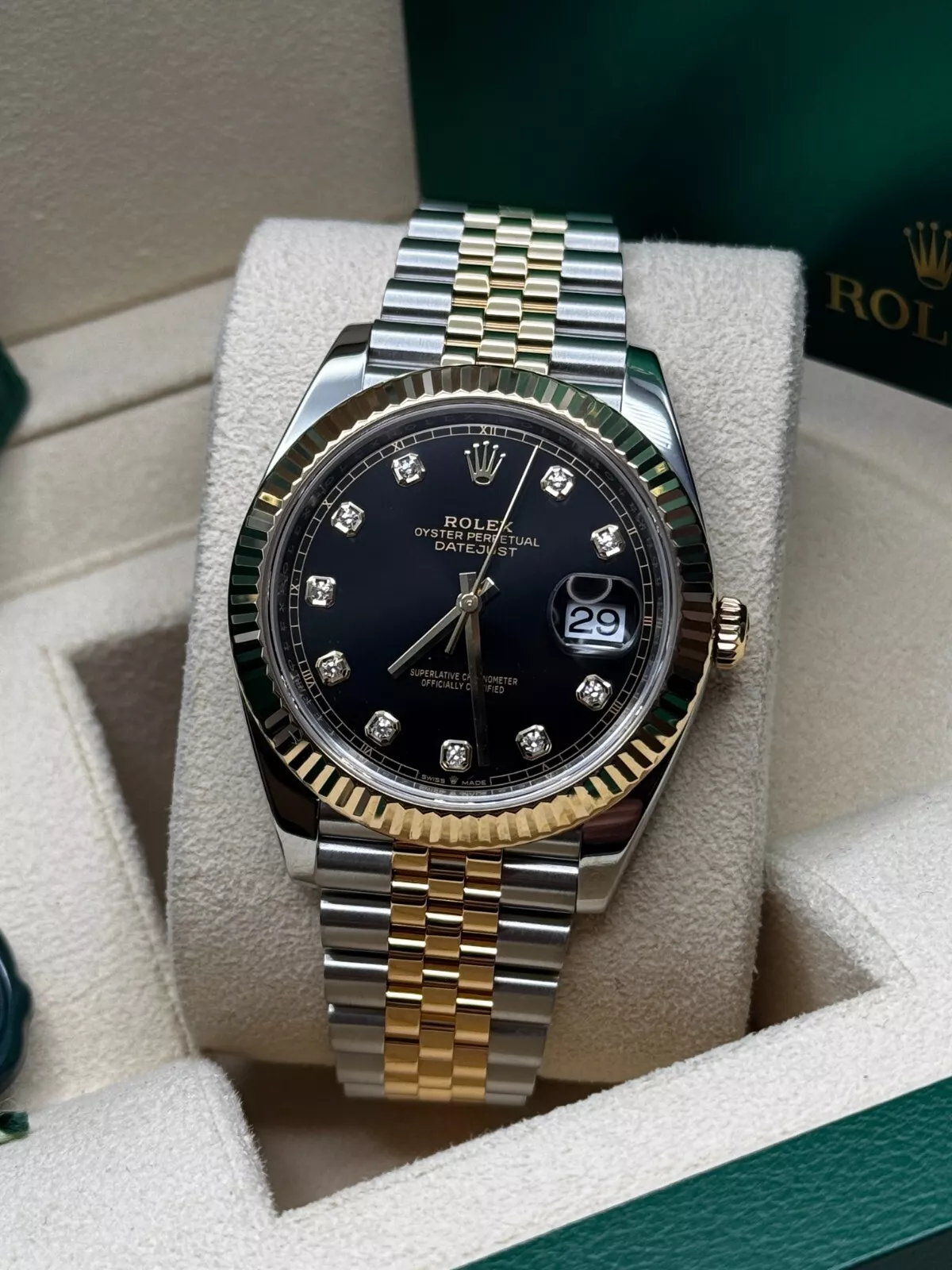 RLX Datejust 41mm 126333 Black Diamond Jubilee Steel and Yellow Gold Men’s Watch - LITELUX