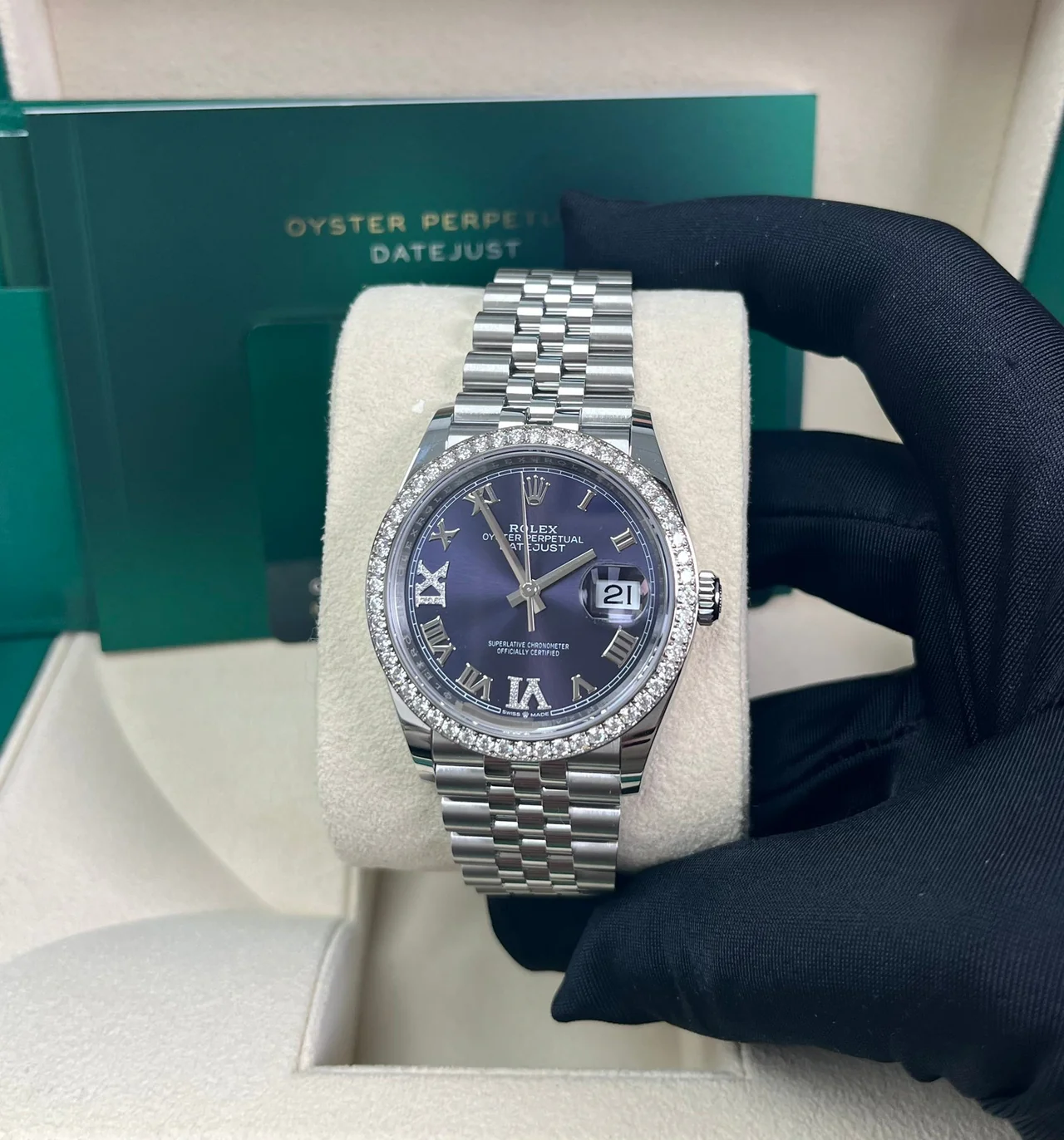RLX Datejust 36mm 126284 Aubergine Dial Jubilee Bracelet - LITELUX