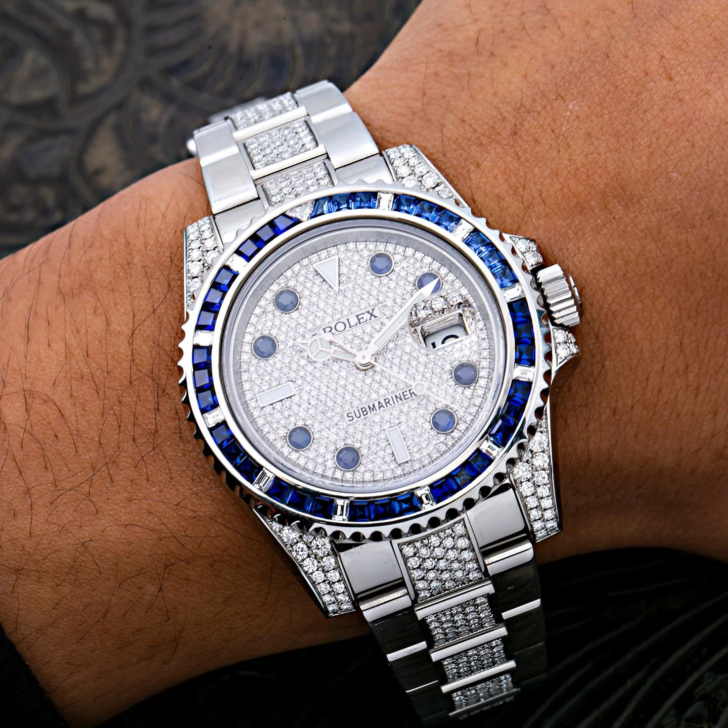 Rolex Submariner Date 116610 40MM Silver Diamond Dial With Stainless Steel Bracelet - LITELUX
