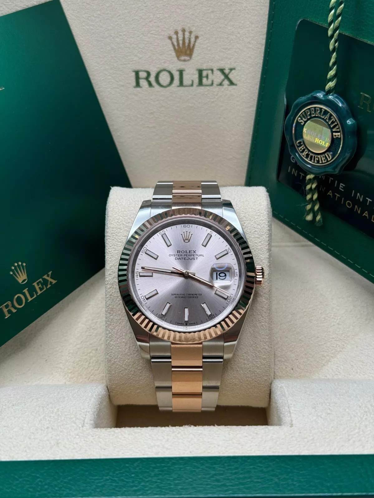 RLX Datejust 41mm 126331 Sundust Index Oyster Steel and Everose Gold Watch - LITELUX