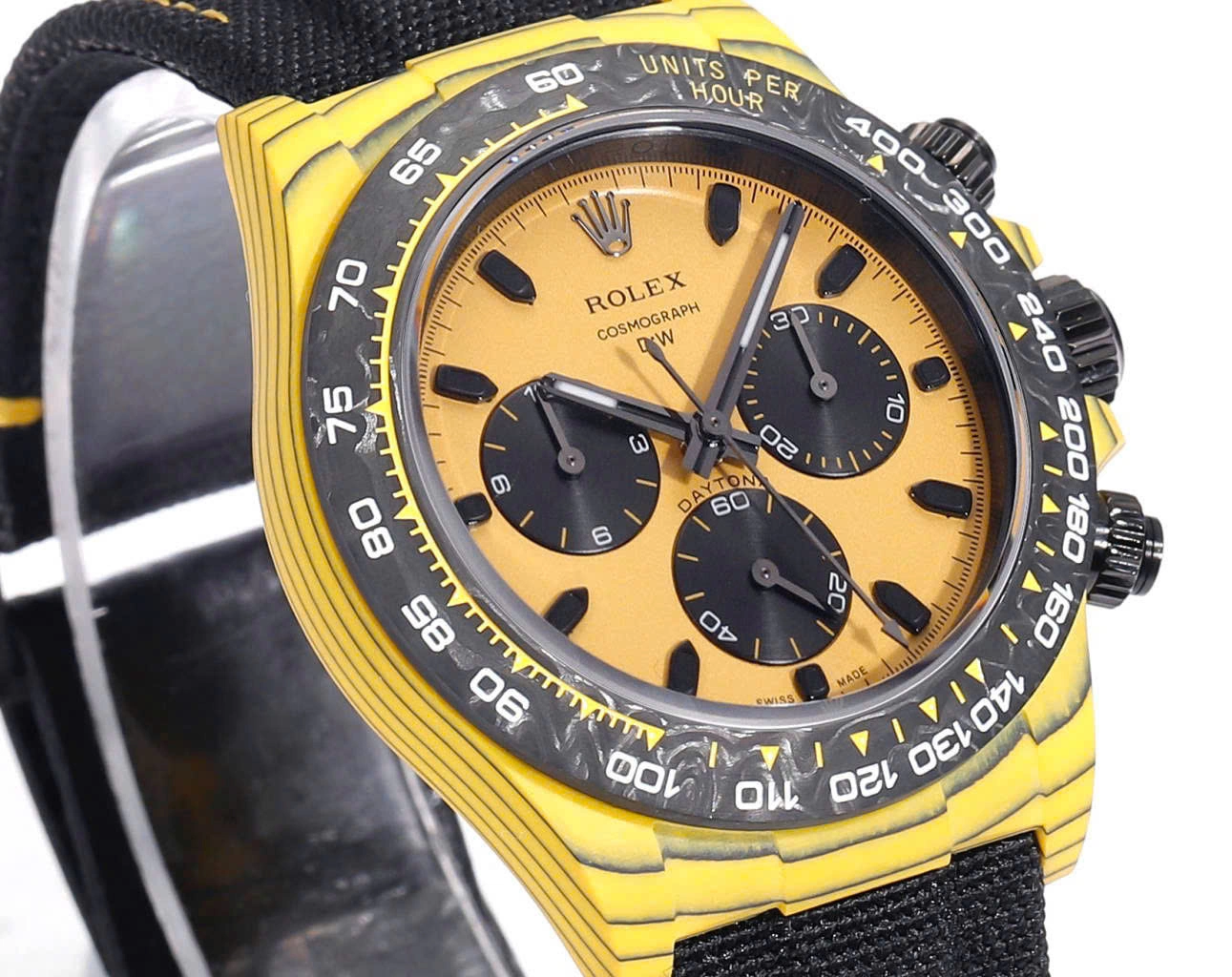 12A(Swiss movement)Rolex Cosmograph Daytona DIW Carbon Yellow “BUMBLEBEE” 40mm Replica 1:1 – Top Quality Version - LITELUX