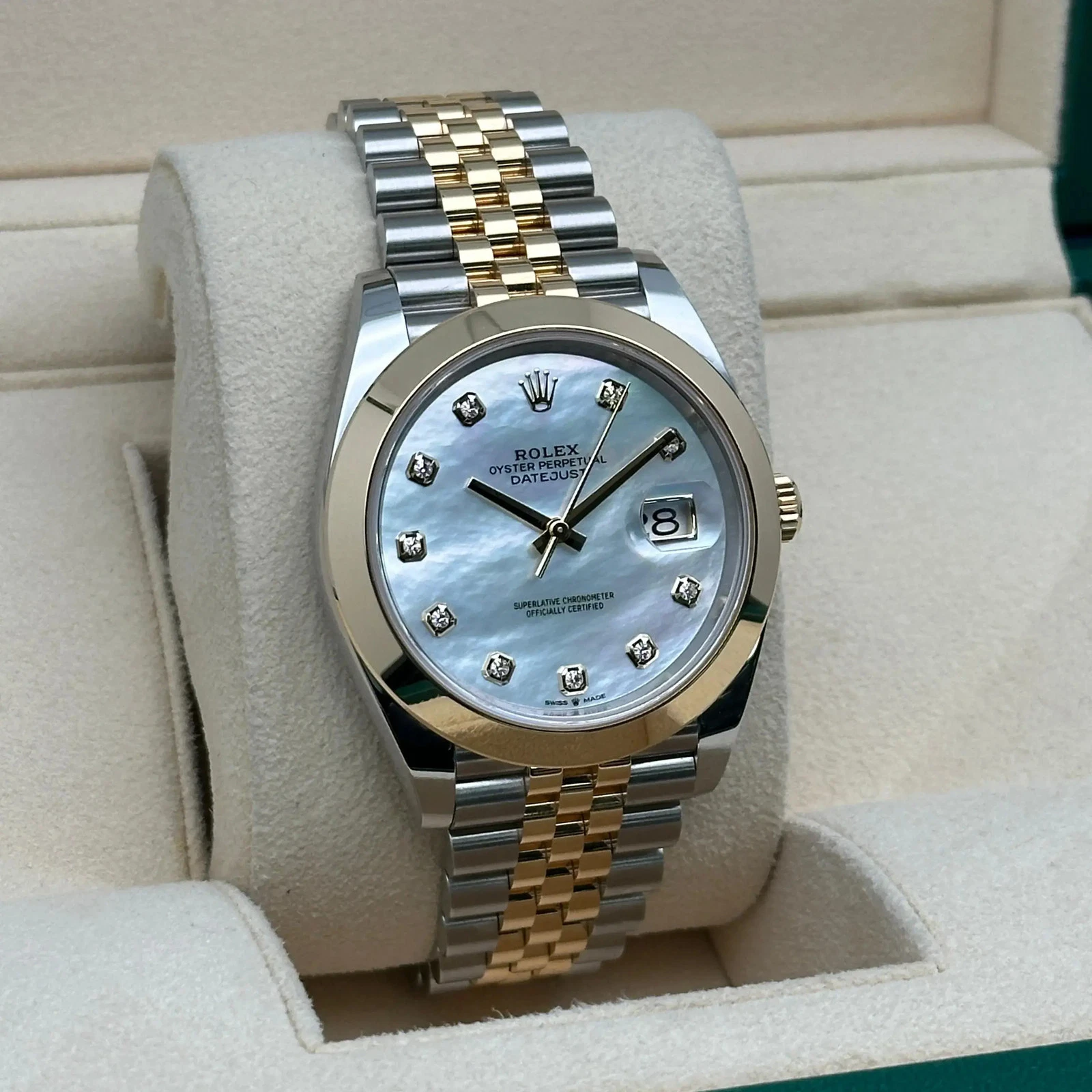 RLX Datejust 41mm 126303 White MOP Diamond Jubilee Steel and Yellow Gold - LITELUX