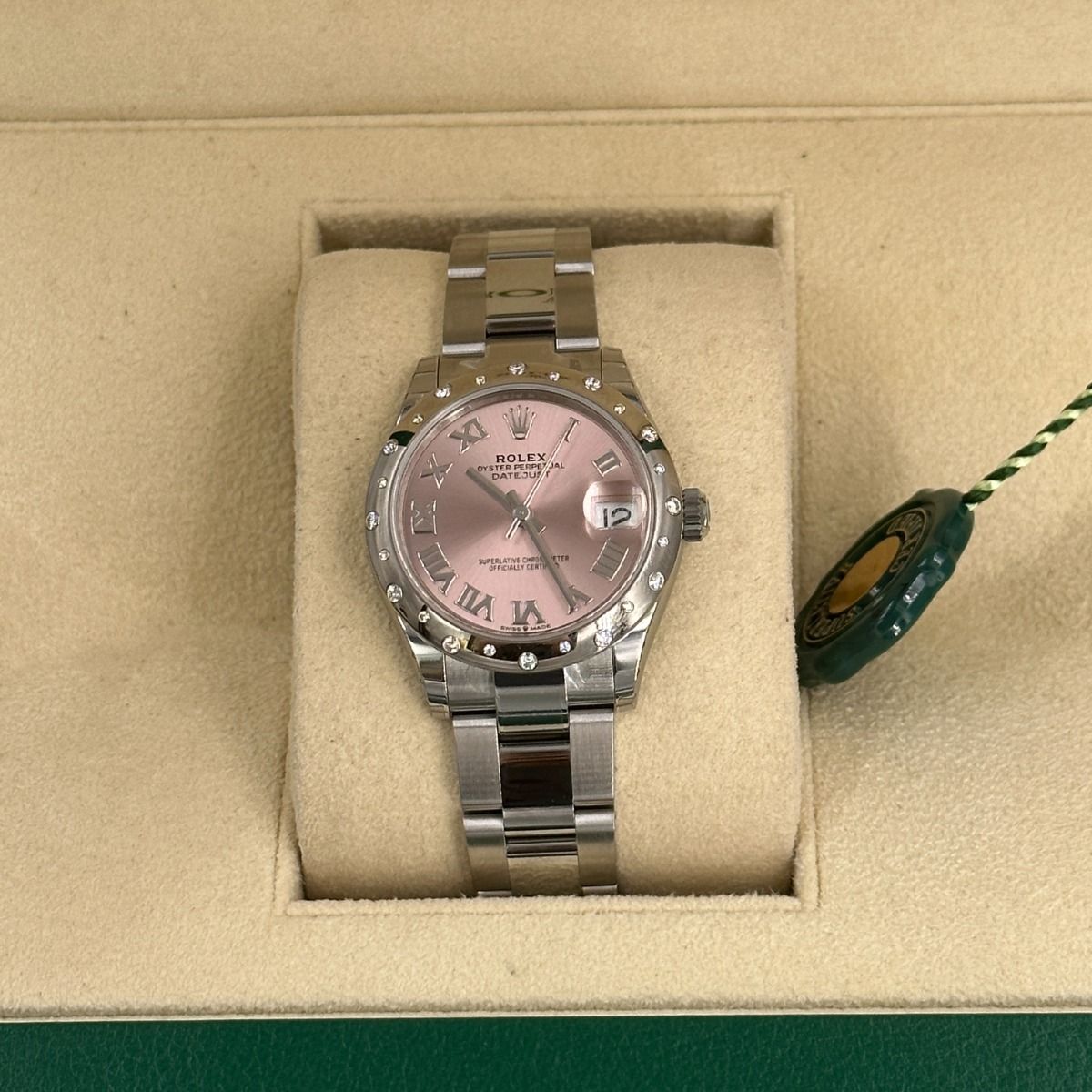 RLX Datejust m278344-0021/0022 Pink Dial 31mm Domed Diamond Oyster Watch - LITELUX