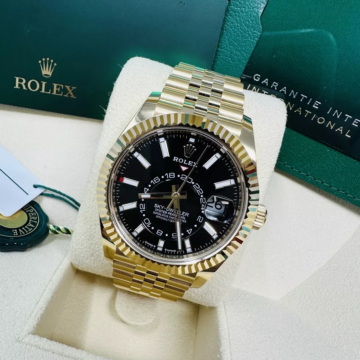 RLX Sky-Dweller 42mm 336938-0005 Yellow Gold Black Dial Oyster - LITELUX