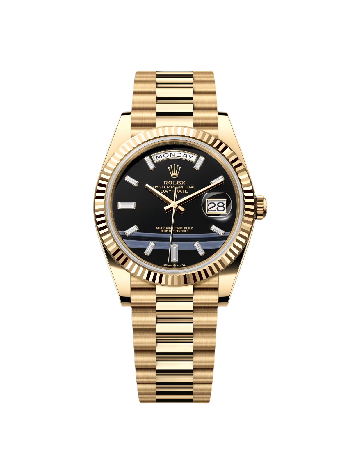 RLX Yellow Gold President Day Date 40mm Onyx Diamond Dial - 228238 - LITELUX