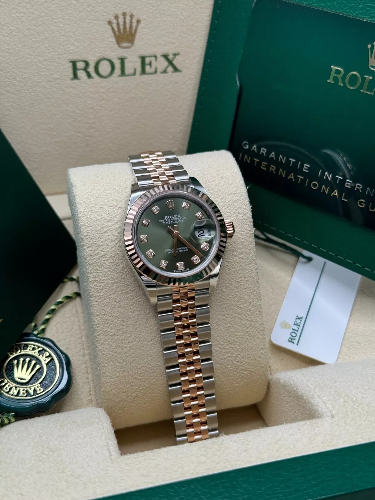 RLX Lady-Datejust 28mm 279171 Green Diamond Oyster Stainless Steel and Rose Gold - LITELUX