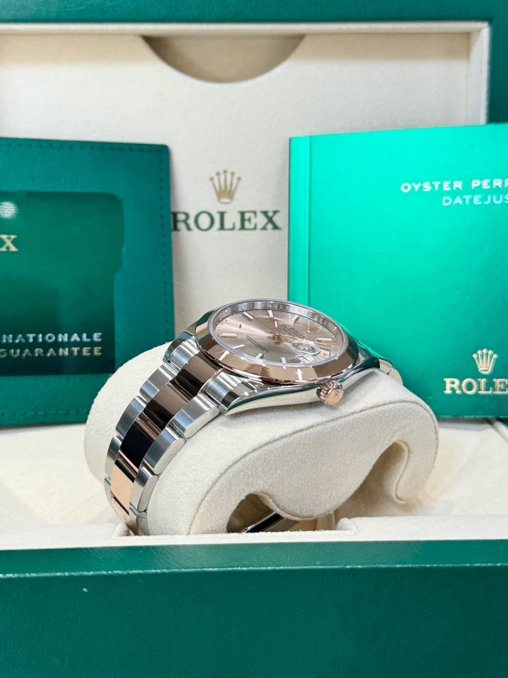 RLX Datejust 41mm 126301 Sundust Index Oyster Steel and Everose Gold Watch - LITELUX