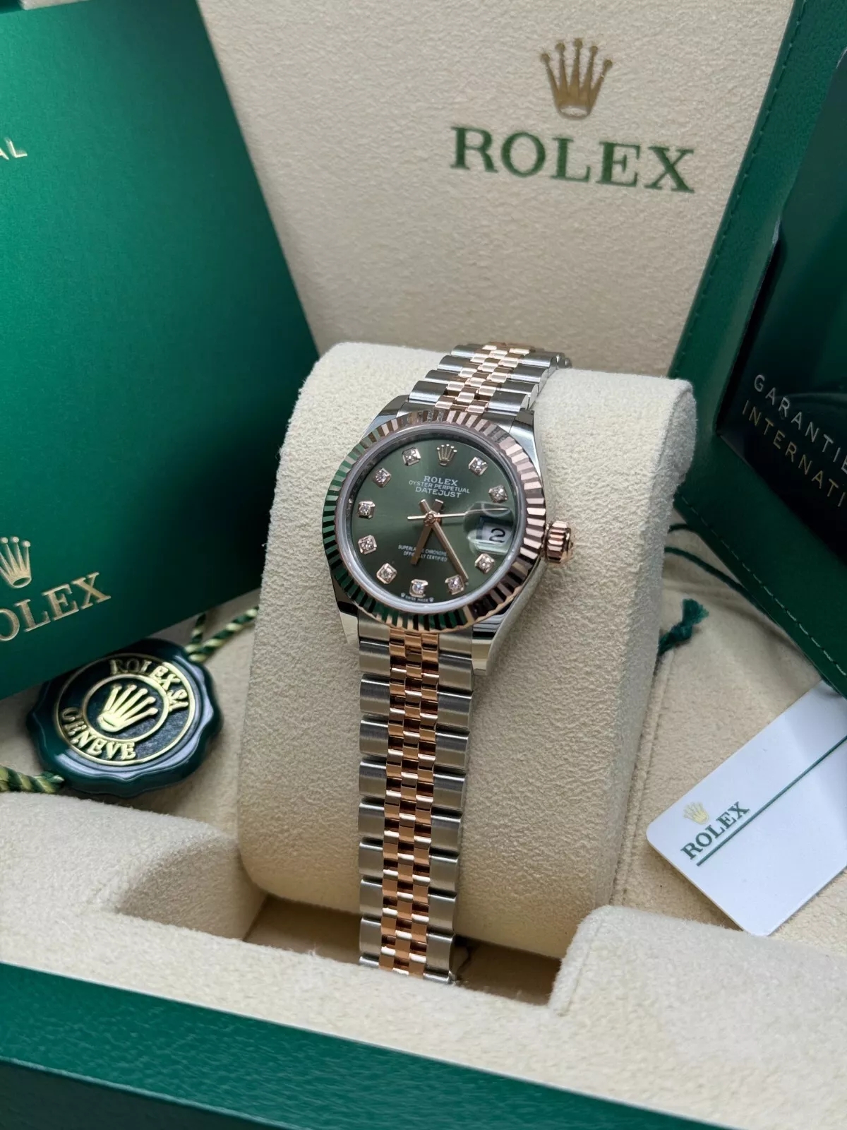 RLX Lady-Datejust 28mm 279171 Green Diamond Oyster Stainless Steel and Rose Gold - LITELUX