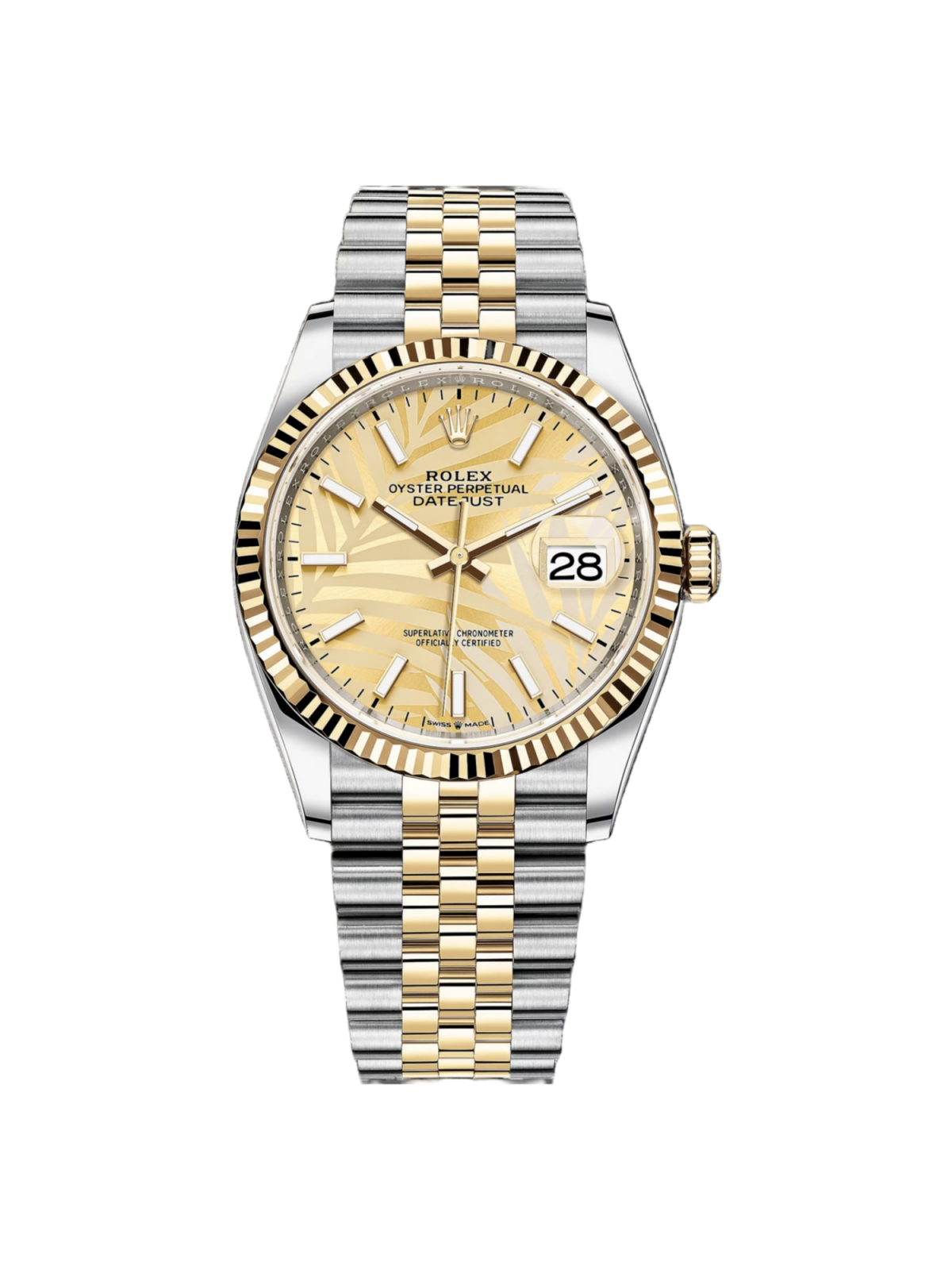 RLX Datejust 36mm 126233 Golden Palm Motif Dial Jubilee Bracelet Watch - LITELUX