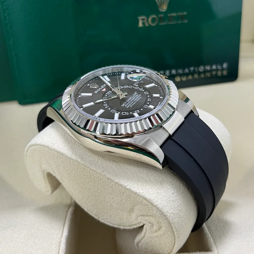 RLX Sky-Dweller 42mm White Gold Black Dial Oysterflex - 336239 - LITELUX