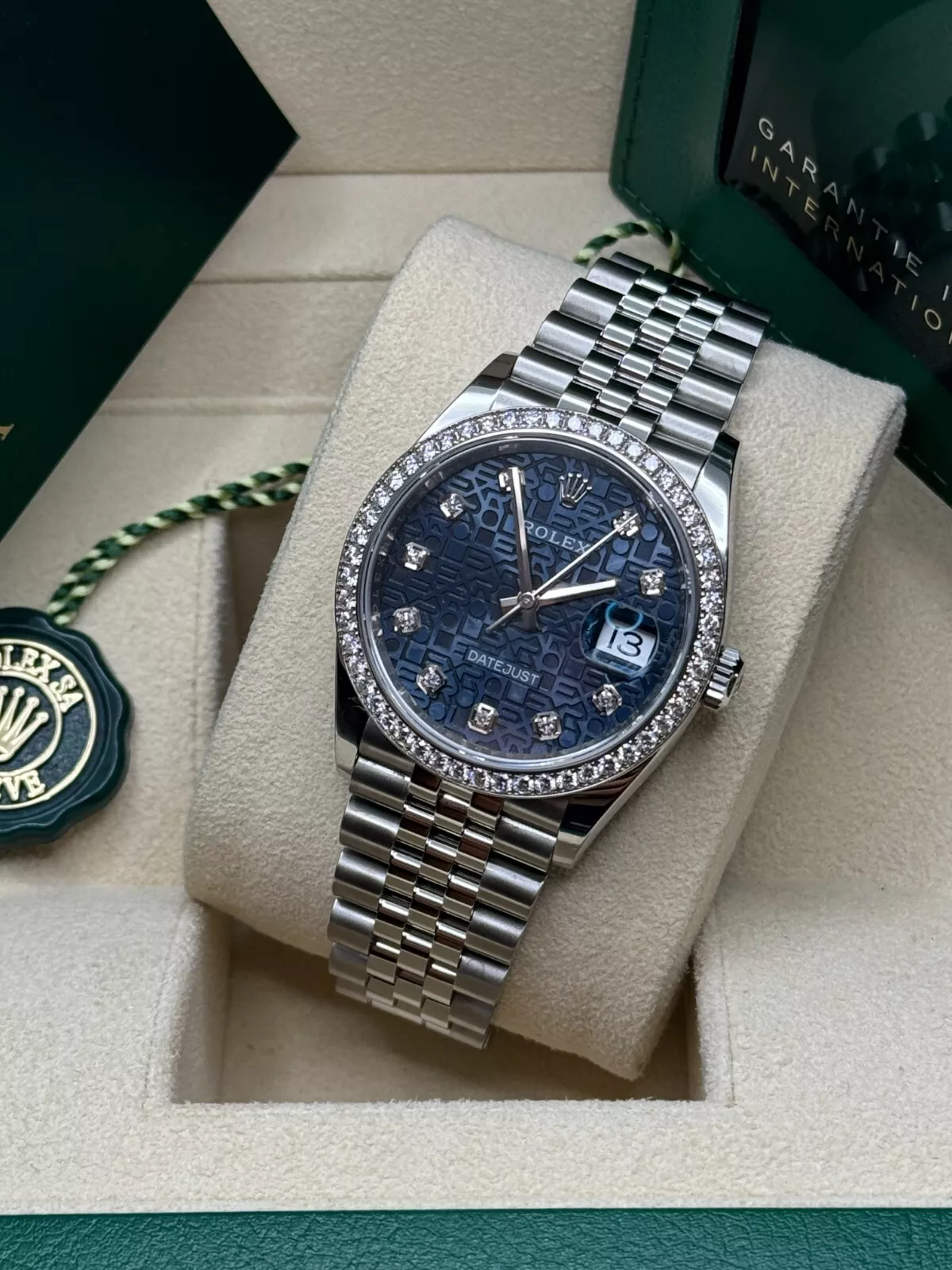 RLX Datejust 36mm 126284 Blue Jubilee Diamond Dial & Diamond Bezel, Stainless Steel Oyster Bracelet Watch - LITELUX