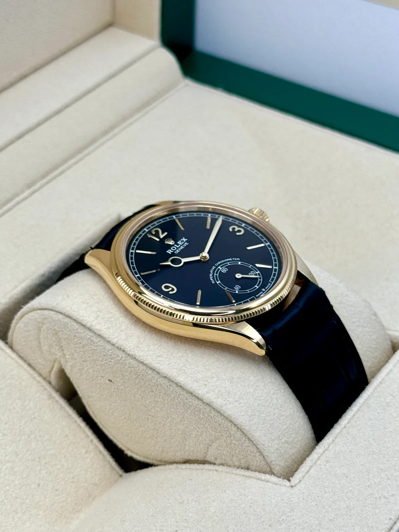 Rolex 1908 Yellow Gold Black Dial Black Alligator Strap - 52508-0002 - LITELUX