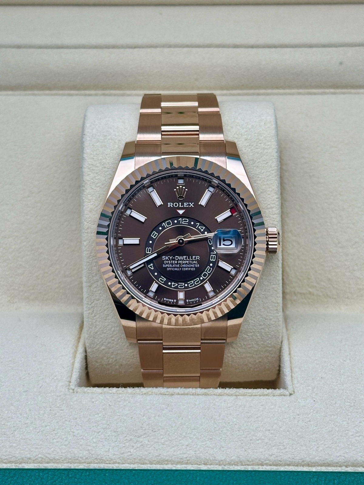 RLX Sky-Dweller 42mm 336935-0002 Rose Gold Chocolate Dial - LITELUX