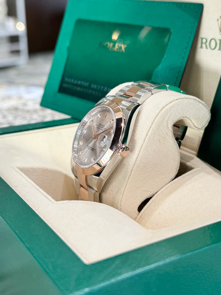 RLX Datejust 41mm 126301 Sundust Index Oyster Steel and Everose Gold Watch - LITELUX