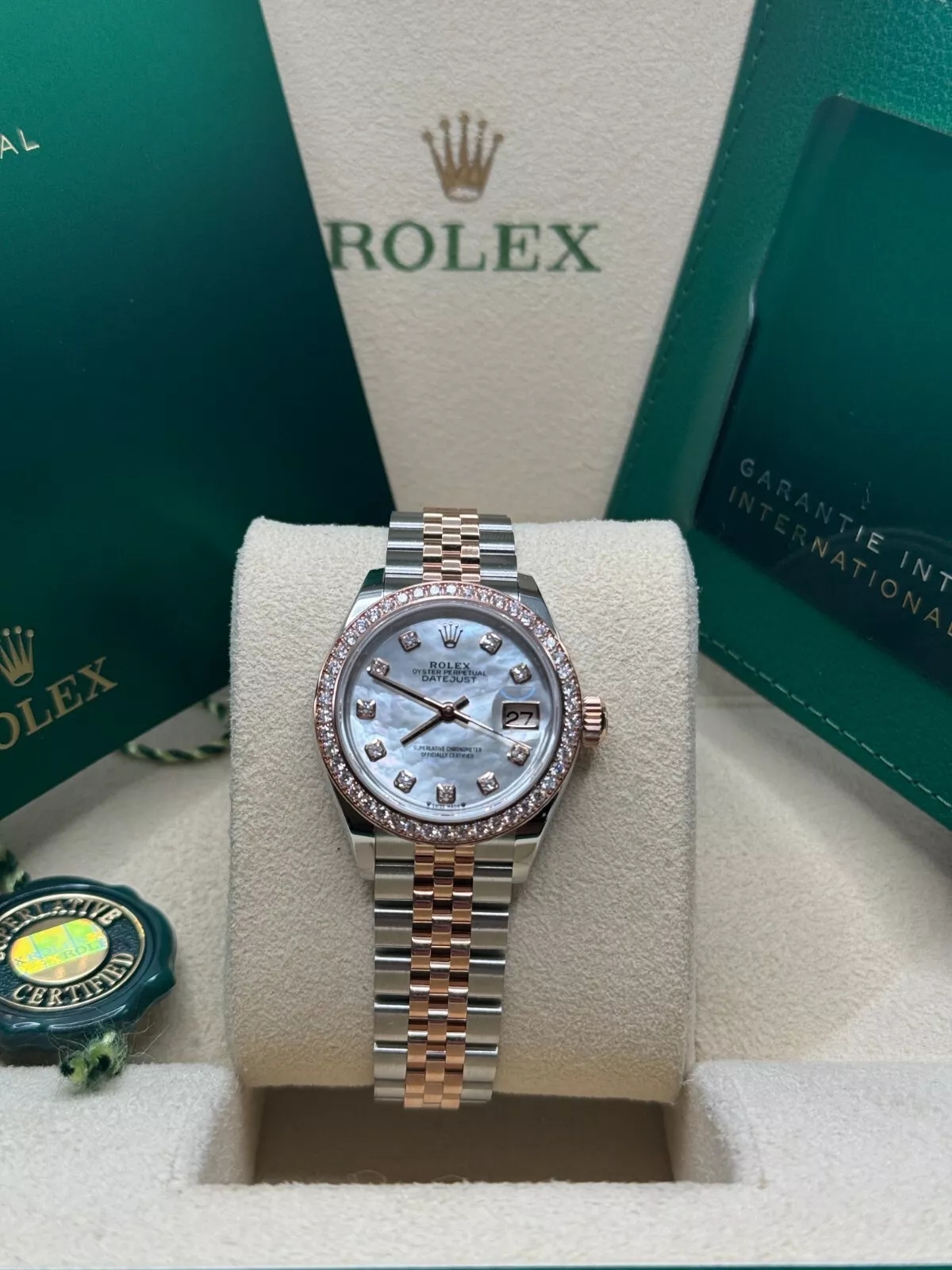 RLX Lady-Datejust 28mm 279381RBR Mother-of-Pearl Diamond Dial Oyster Bracelet - LITELUX