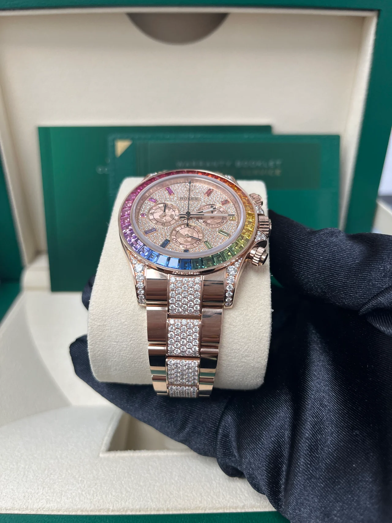 12A(Swiss movement)Rolex Cosmograph Everose Daytona Factory Diamond Rainbow Edition 40mm 116595RBOW - LITELUX