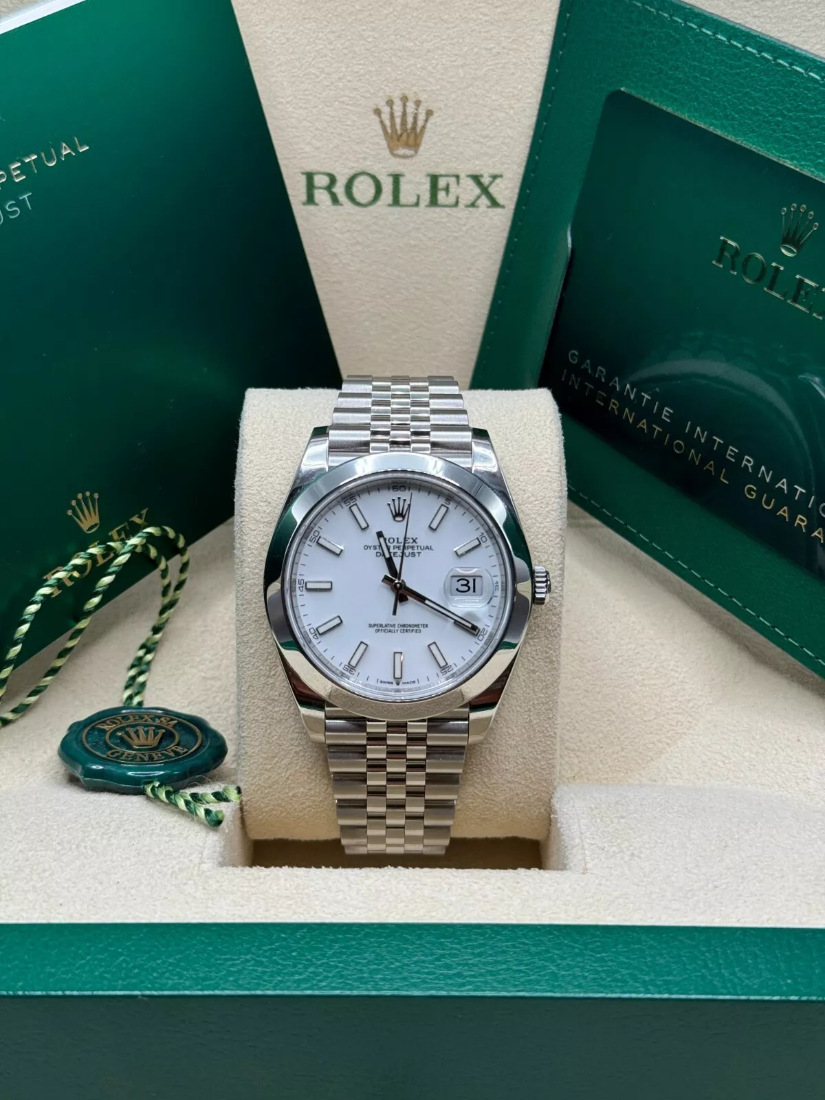 RLX Datejust 41mm 126300 White Index Oyster Stainless Steel Watch - LITELUX