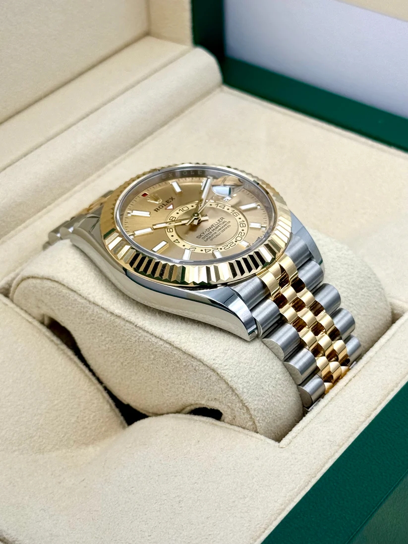RLX Sky-Dweller 42mm 336933-0002 Two-Tone Yellow Gold Champagne Dial Oyster - LITELUX