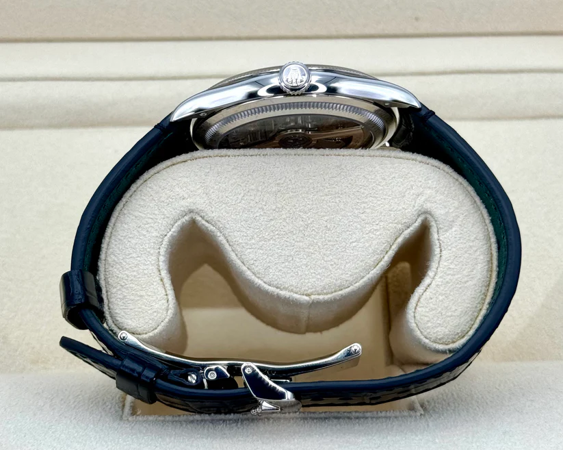 Rolex 1908 Platinum Ice Blue Dial Black Alligator Strap - 52506-0003 - LITELUX