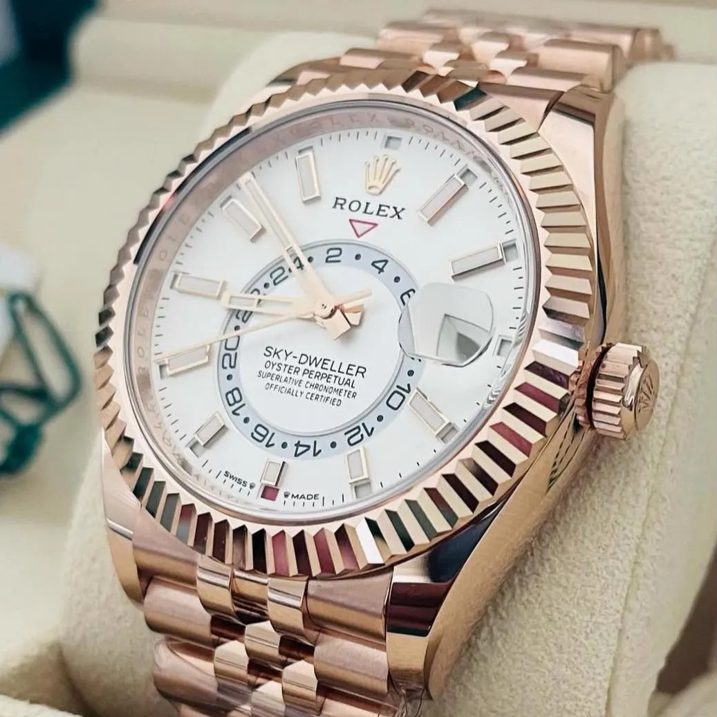 RLX Sky-Dweller 42mm 336935-0007 Rose Gold White Dial Oyster - LITELUX