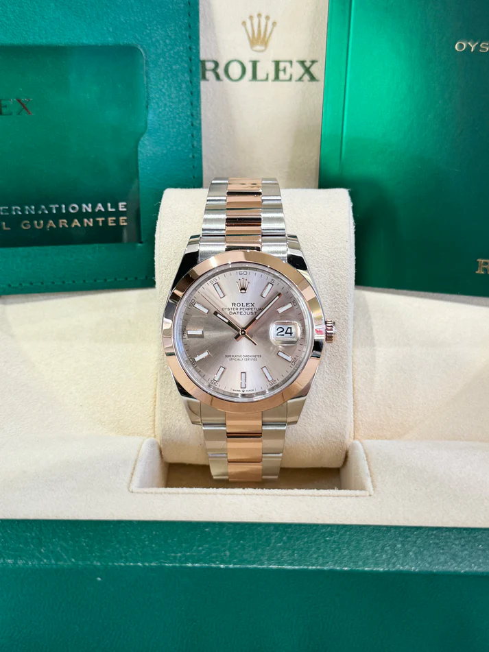 RLX Datejust 41mm 126301 Sundust Index Oyster Steel and Everose Gold Watch - LITELUX
