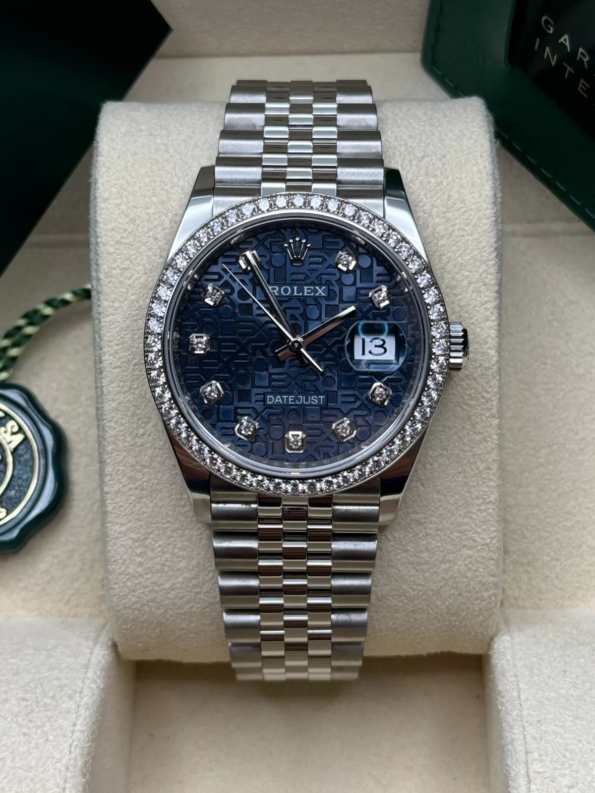 RLX Datejust 36mm 126284 Blue Jubilee Diamond Dial & Diamond Bezel, Stainless Steel Oyster Bracelet Watch - LITELUX
