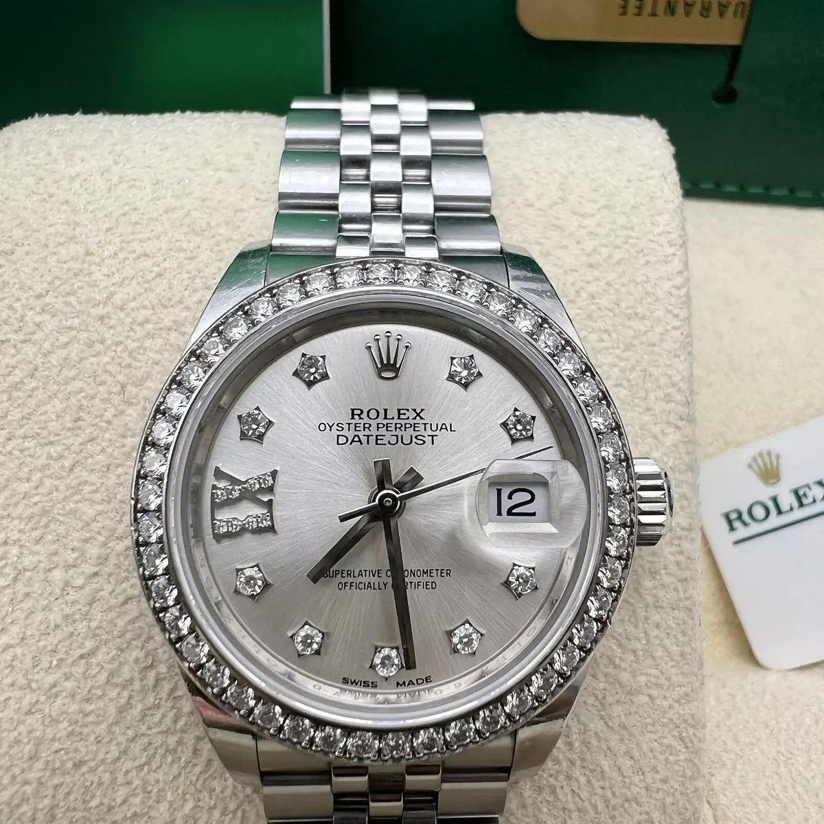 RLX Lady-Datejust 28mm 279384RBR Silver Diamond Dial & Diamond Bezel, Stainless Steel Jubilee Bracelet Women's Watch - LITELUX