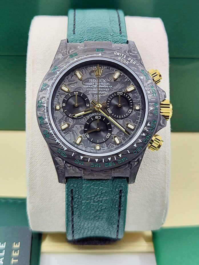 12A(Swiss movement)Rolex Cosmograph Daytona DIW Carbon Emerald Green Swiss Replica Watch | Custom Made Limited Edition | - LITELUX