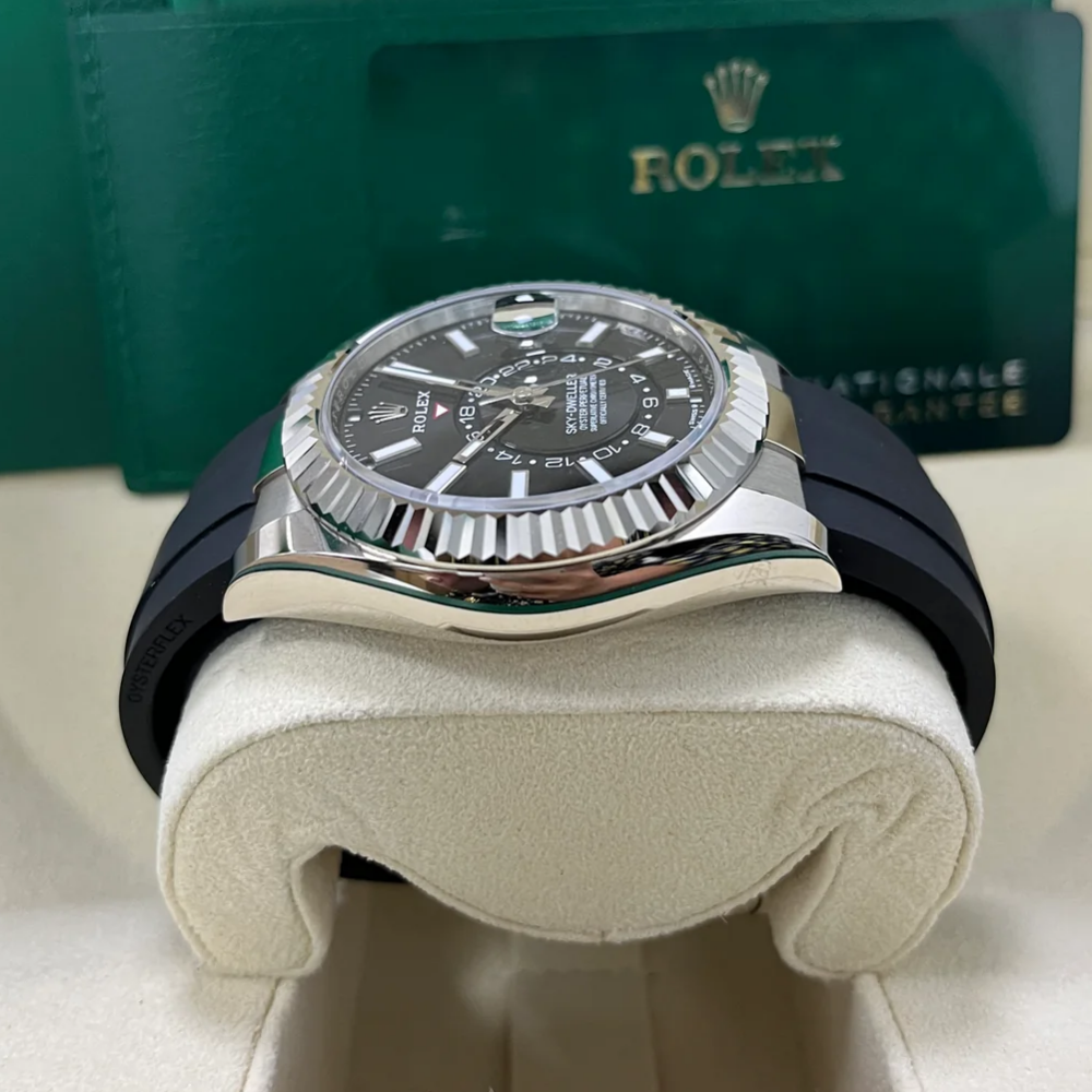 RLX Sky-Dweller 42mm White Gold Black Dial Oysterflex - 336239 - LITELUX